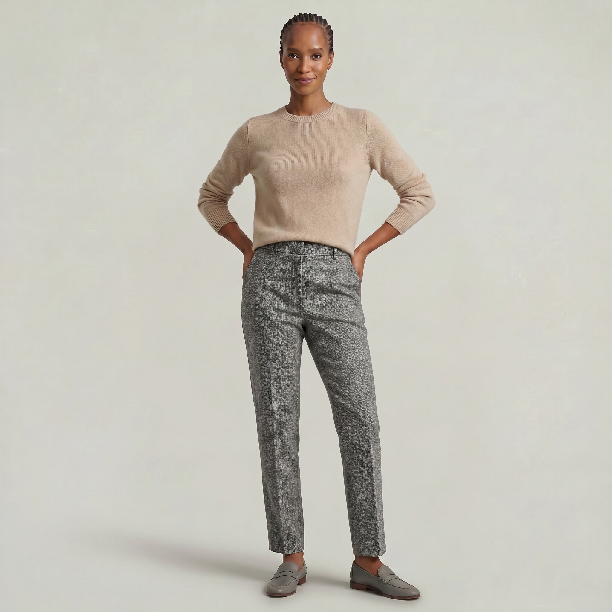 Women’s Wool Tailored Trousers - High Waist Straight Fit
