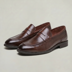 Men’s Leather Slip-On Loafers - Soft Sole Business Casual Shoes