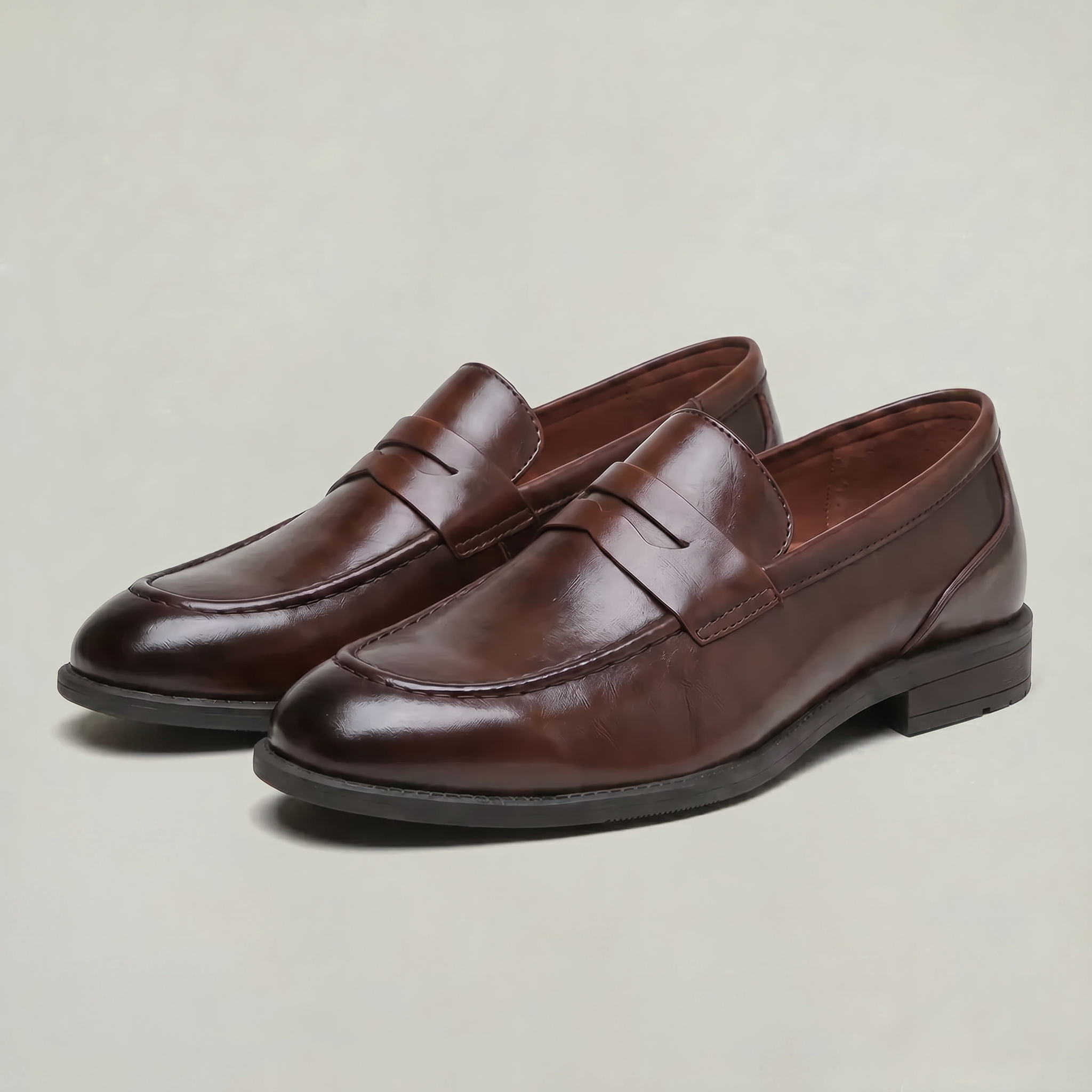 Men’s Leather Slip-On Loafers - Soft Sole Business Casual Shoes