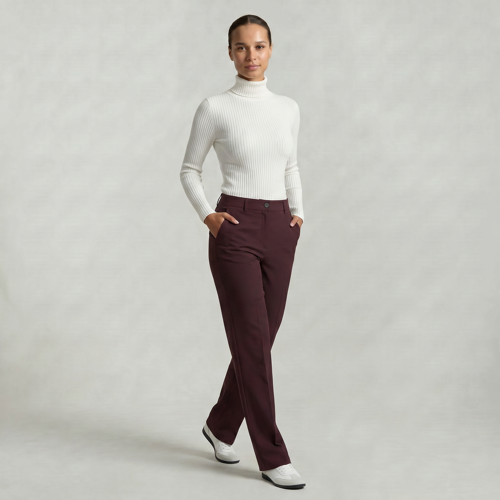 Women’s Suit Pants - Straight Leg Flat Front Loose Fit