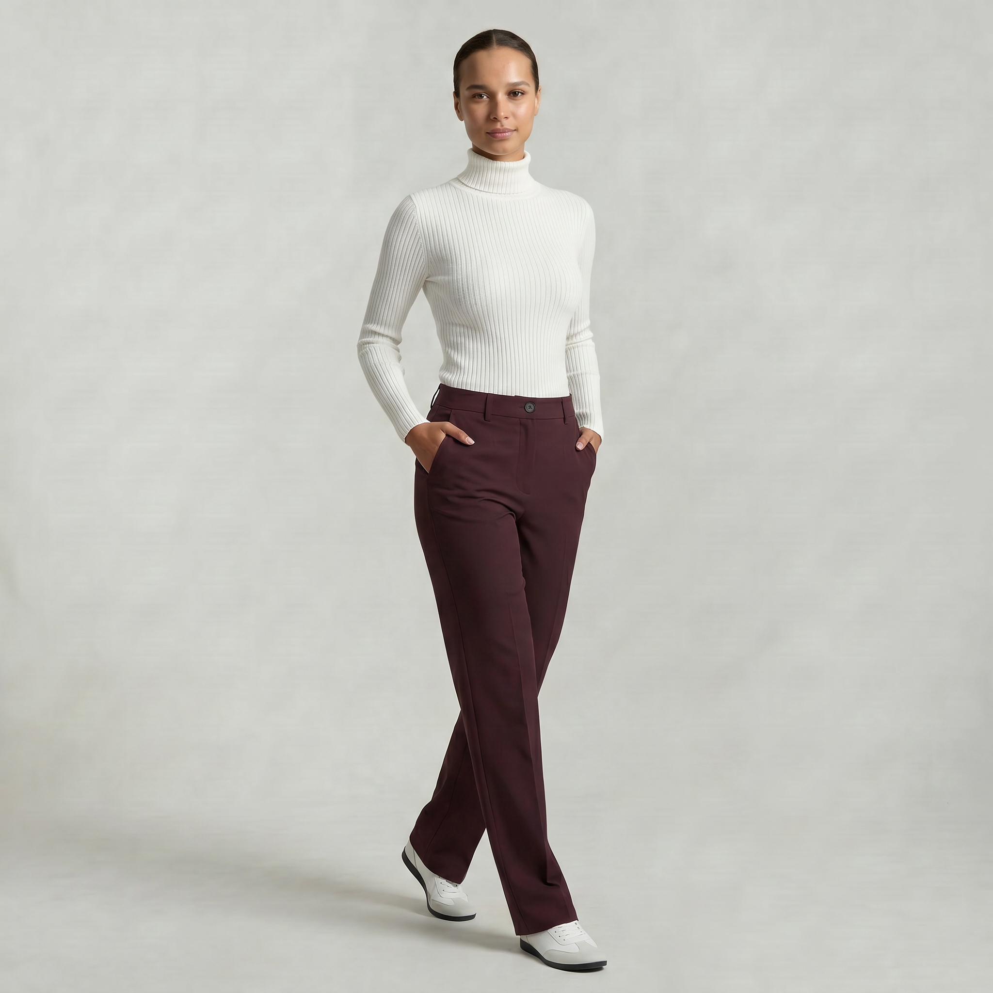 Women’s Suit Pants - Straight Leg Flat Front Loose Fit