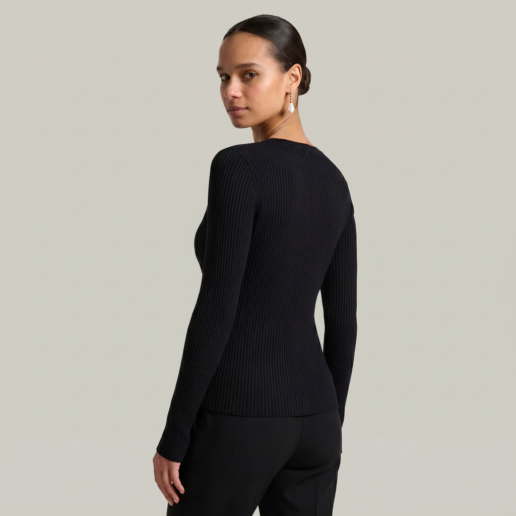 Women’s Long Sleeve Fitted Top - Button Front Slim Fit