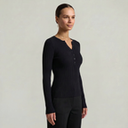 Women’s Long Sleeve Fitted Top - Button Front Slim Fit