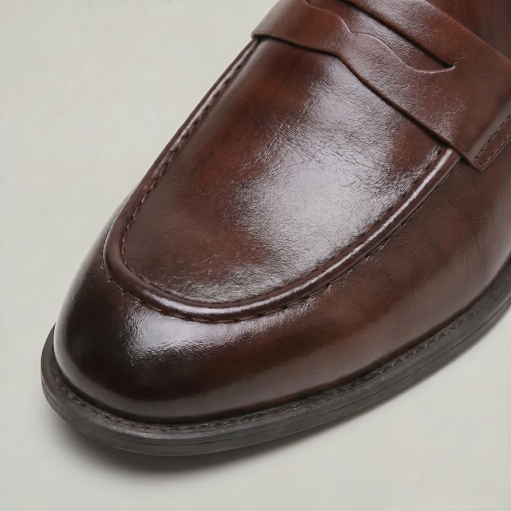 Men’s Leather Slip-On Loafers - Soft Sole Business Casual Shoes