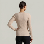 Women’s Long Sleeve Fitted Top - Button Front Slim Fit