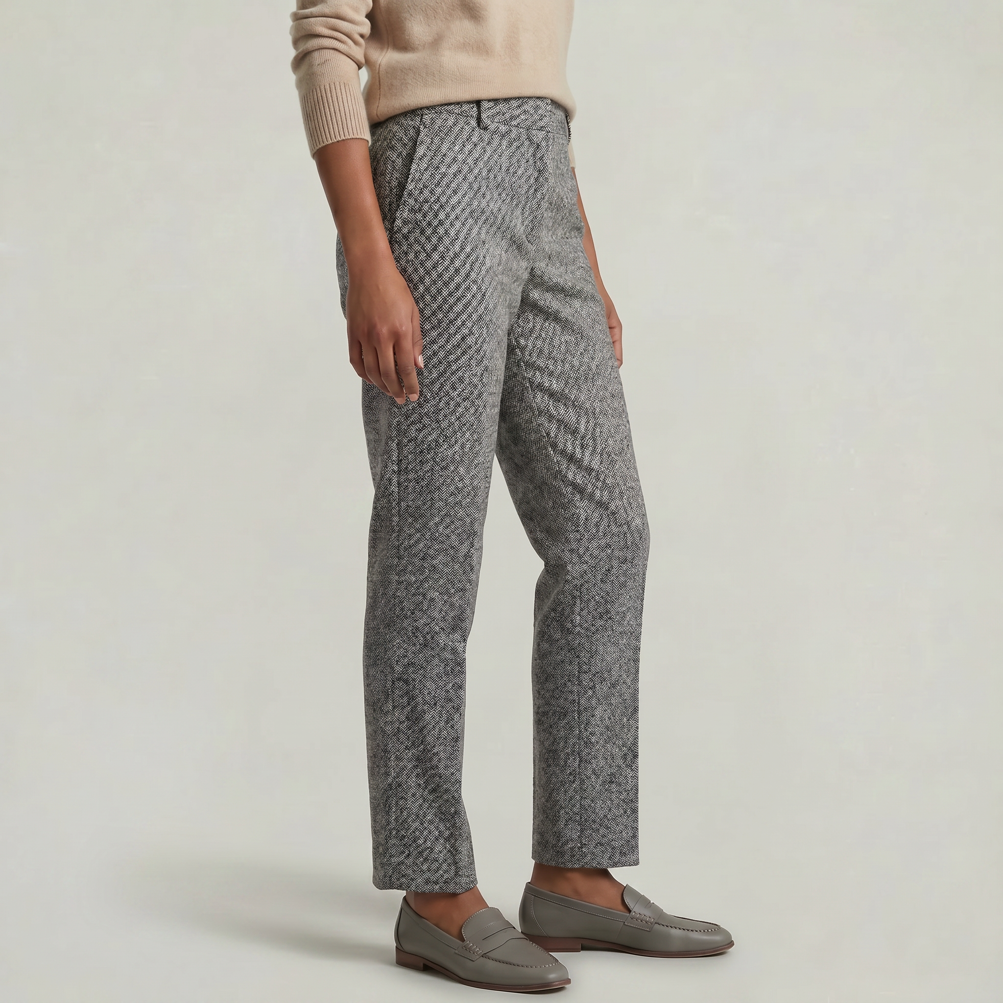 Women’s Wool Tailored Trousers - High Waist Straight Fit