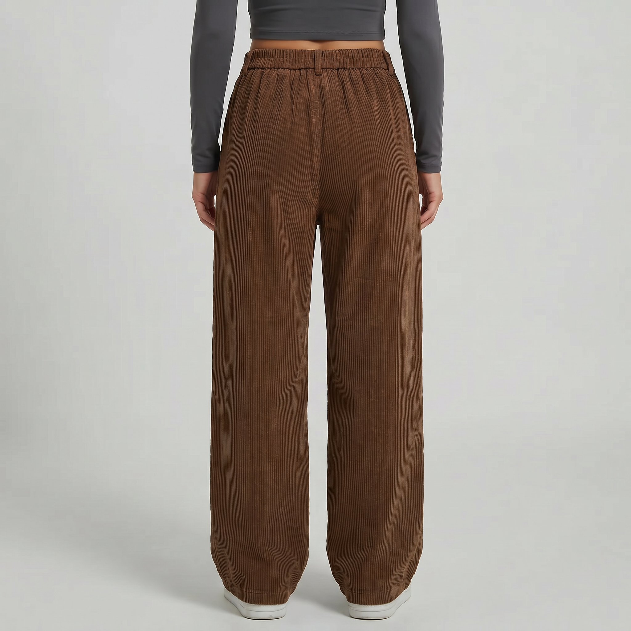 Women’s High-Waisted Corduroy Pants - Wide Leg Loose Fit