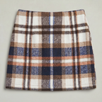 Women’s Plaid A-Line Skirt - High Waist Tweed Style Mini Skirt
