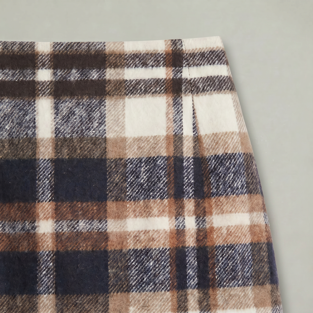 Women’s Plaid A-Line Skirt - High Waist Tweed Style Mini Skirt
