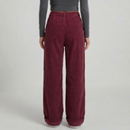 Women’s High-Waisted Corduroy Pants - Wide Leg Loose Fit