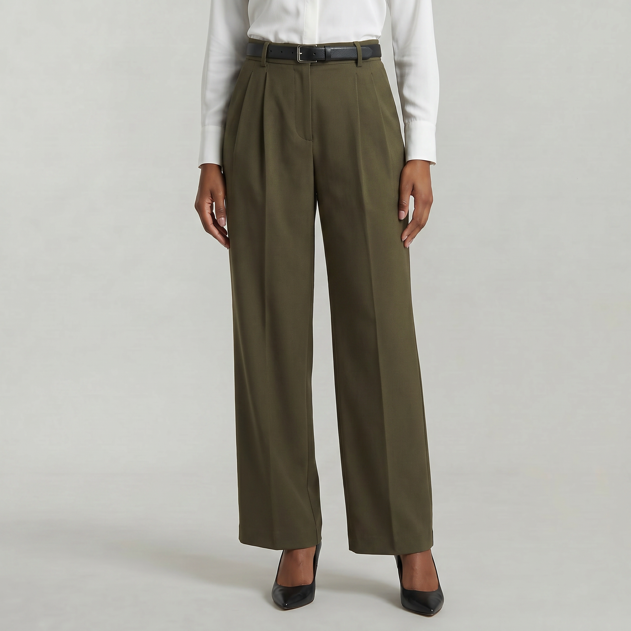 Women’s High Waist Wide Leg Trousers - Smart Casual Tailored Office Pants