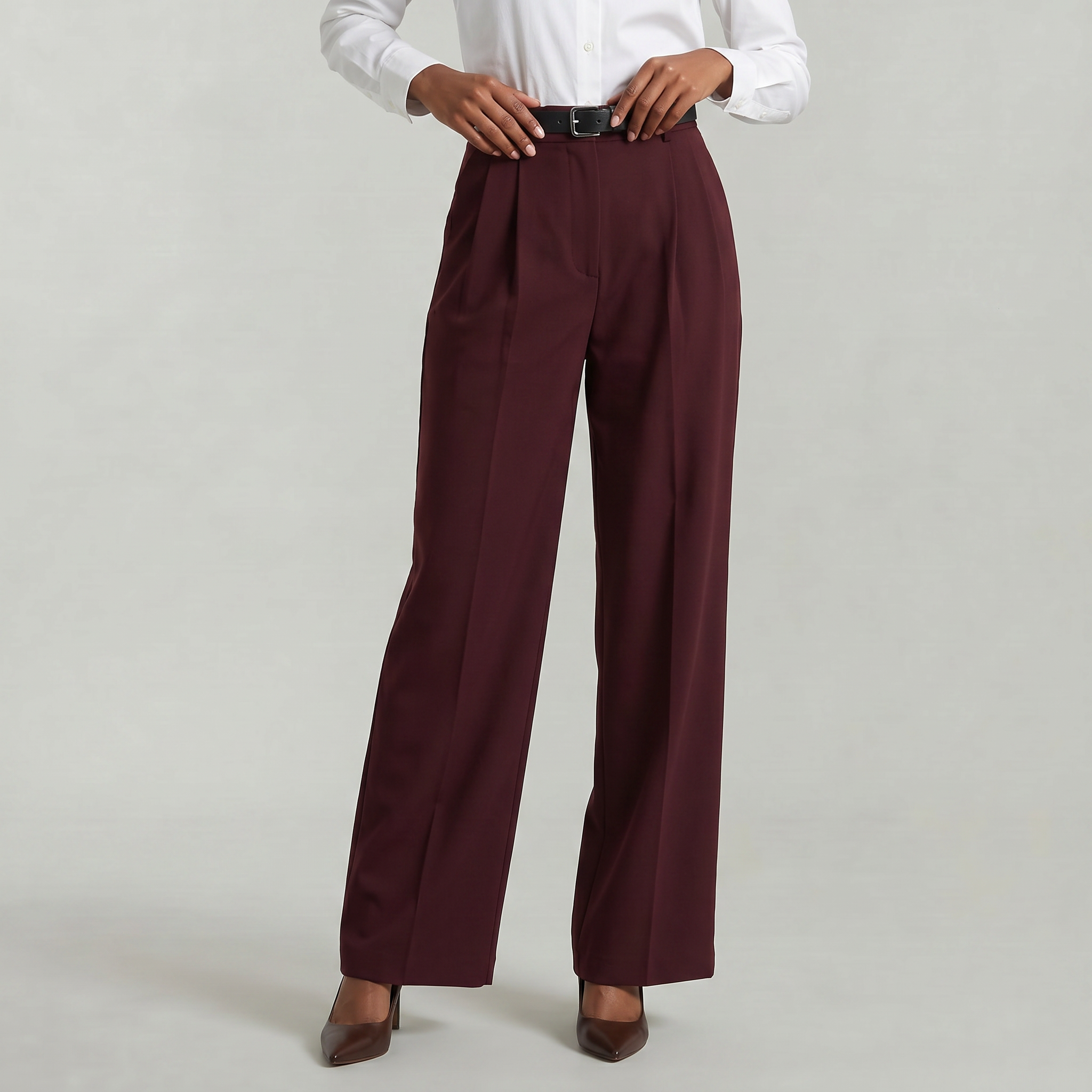 Women’s High Waist Wide Leg Trousers - Smart Casual Tailored Office Pants