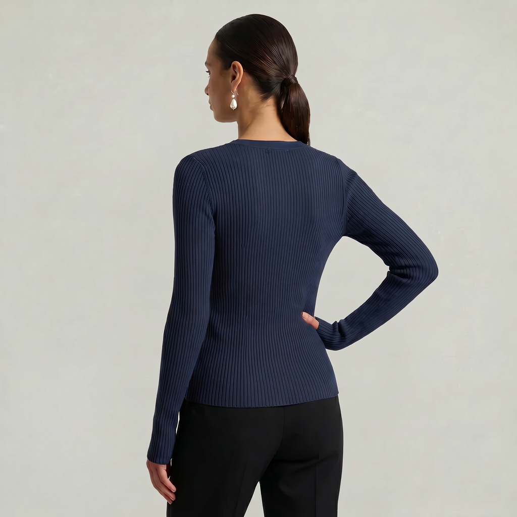 Women’s Long Sleeve Fitted Top - Button Front Slim Fit