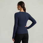 Women’s Long Sleeve Fitted Top - Button Front Slim Fit