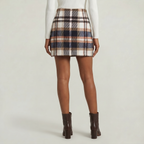 Women’s Plaid A-Line Skirt - High Waist Tweed Style Mini Skirt