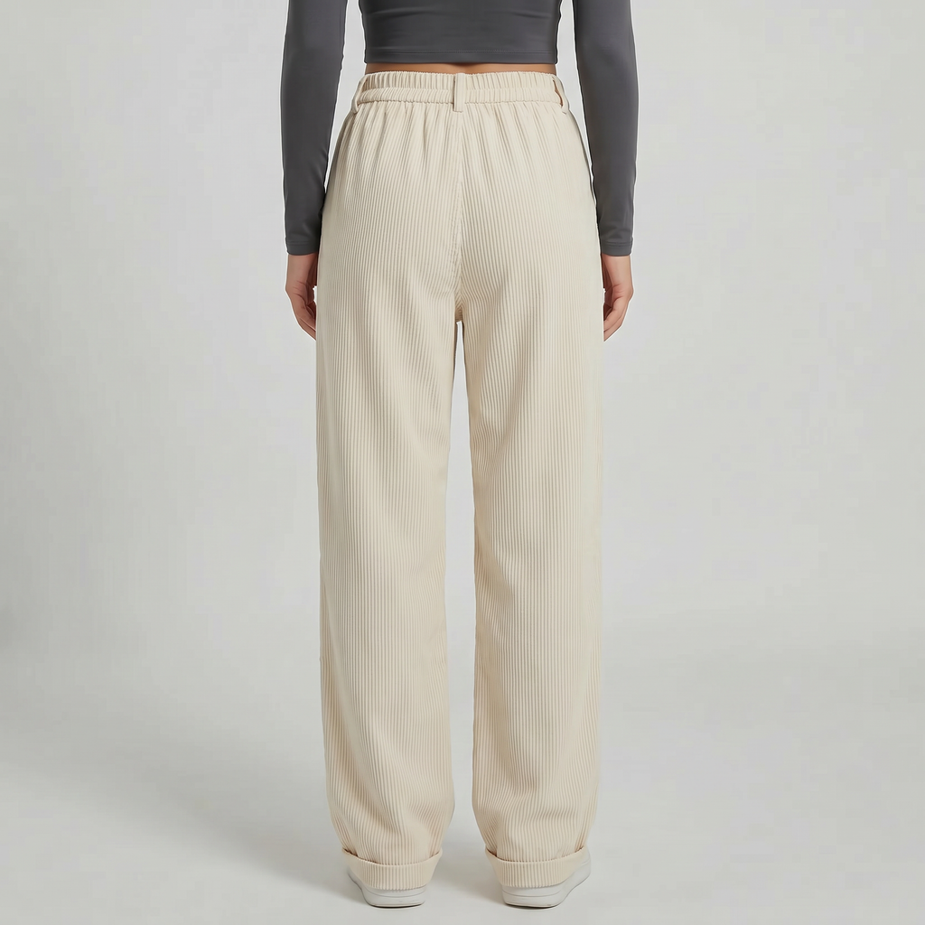 Women’s High-Waisted Corduroy Pants - Wide Leg Loose Fit