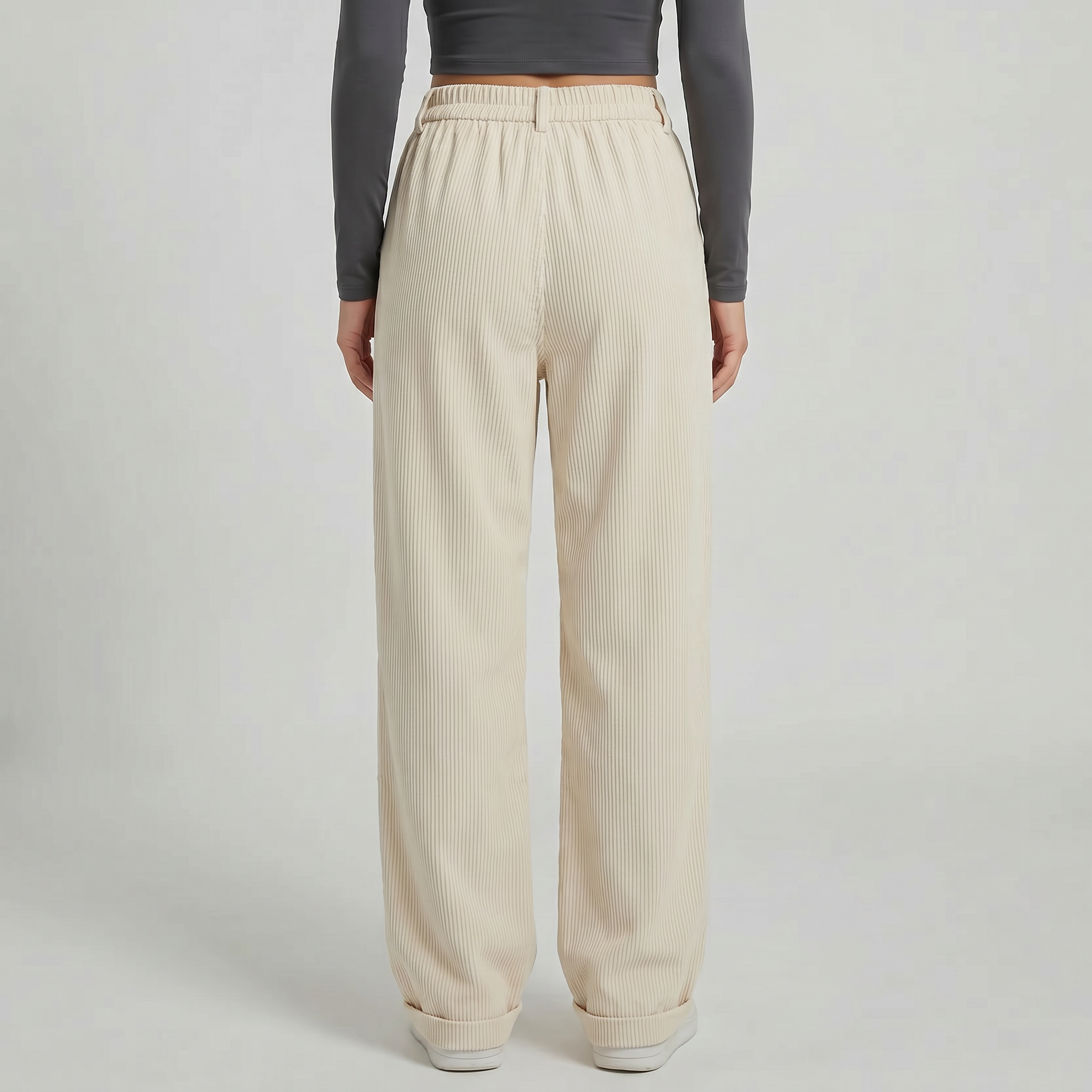 Women’s High-Waisted Corduroy Pants - Wide Leg Loose Fit