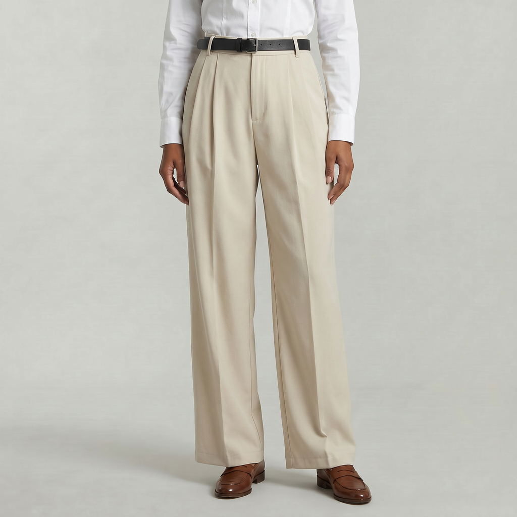 Women’s High Waist Wide Leg Trousers - Smart Casual Tailored Office Pants