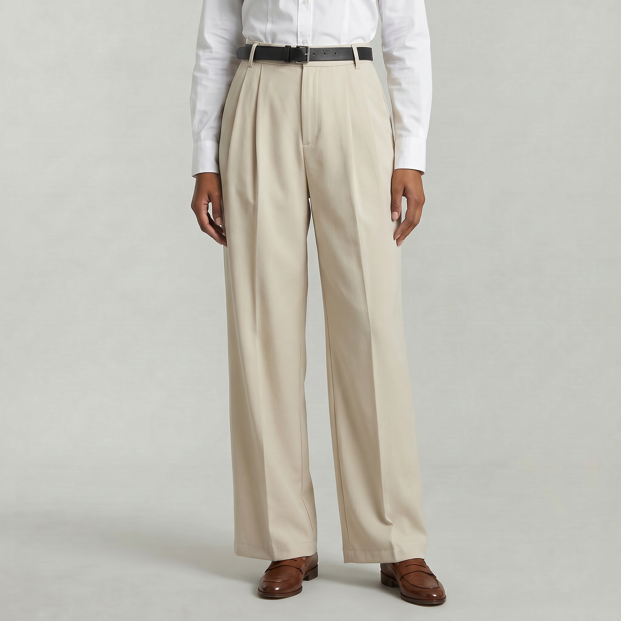 Women’s High Waist Wide Leg Trousers - Smart Casual Tailored Office Pants
