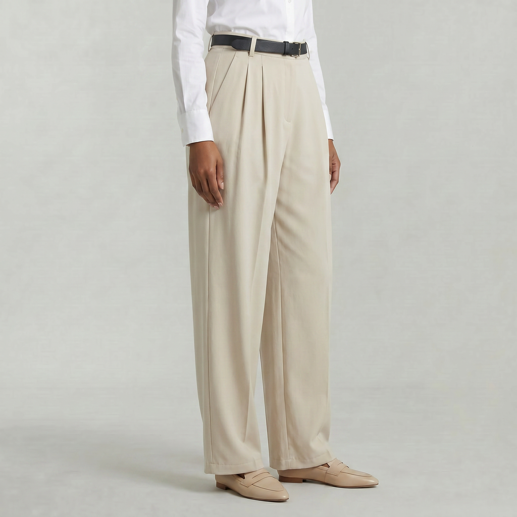 Women’s High Waist Wide Leg Trousers - Smart Casual Tailored Office Pants