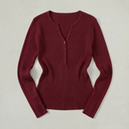 Women’s Long Sleeve Fitted Top - Button Front Slim Fit