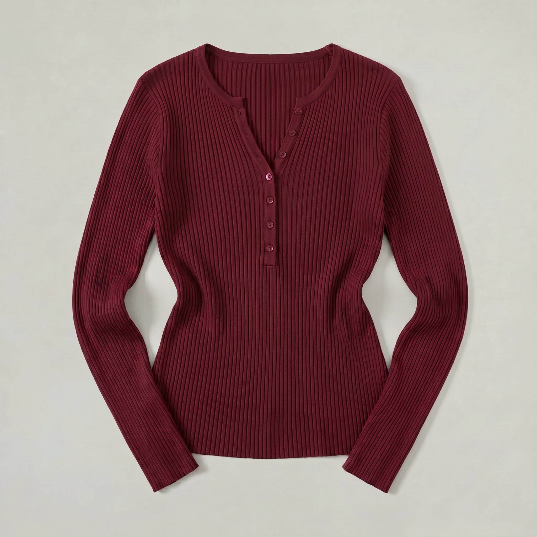 Women’s Long Sleeve Fitted Top - Button Front Slim Fit