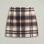 Women’s Plaid A-Line Skirt - High Waist Tweed Style Mini Skirt