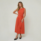 Women’s Midi Dress Tie Waist Sleeveless