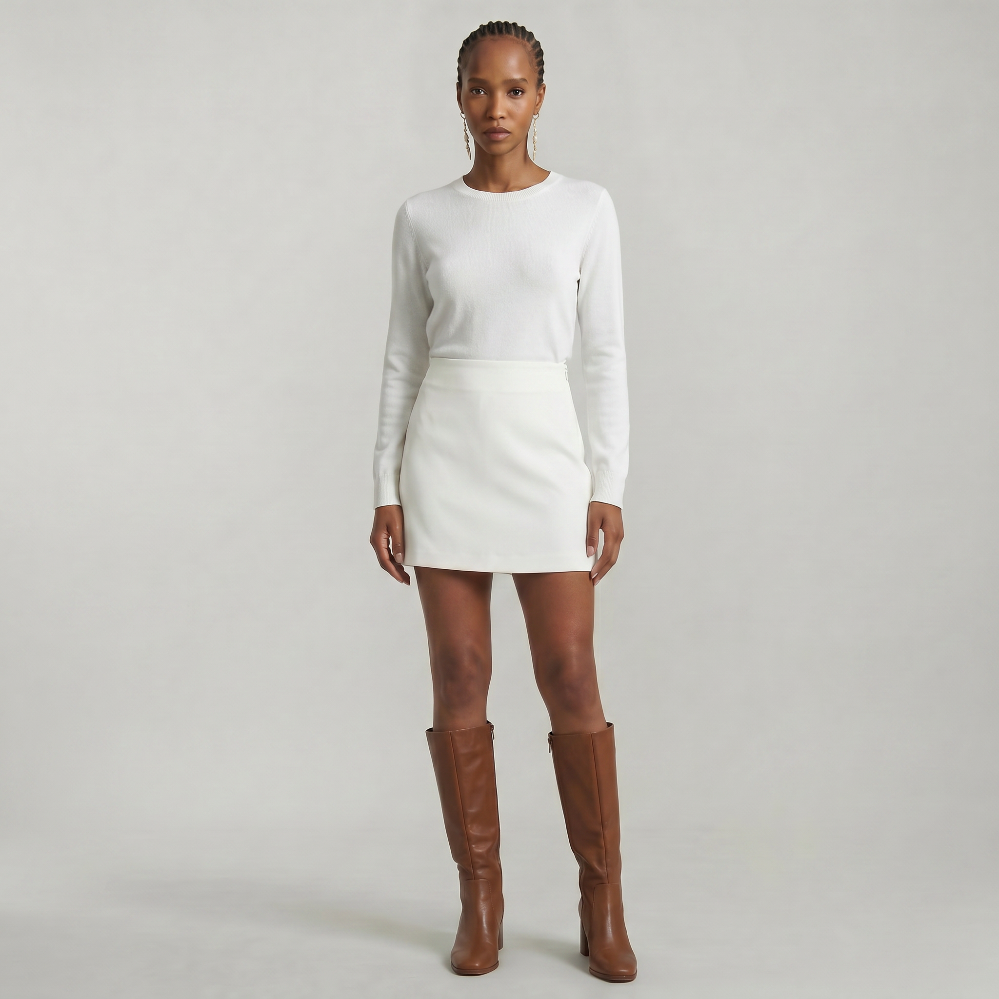 Women’s Solid Skort - High Waist Side Zipper Mini Shorts Skirt