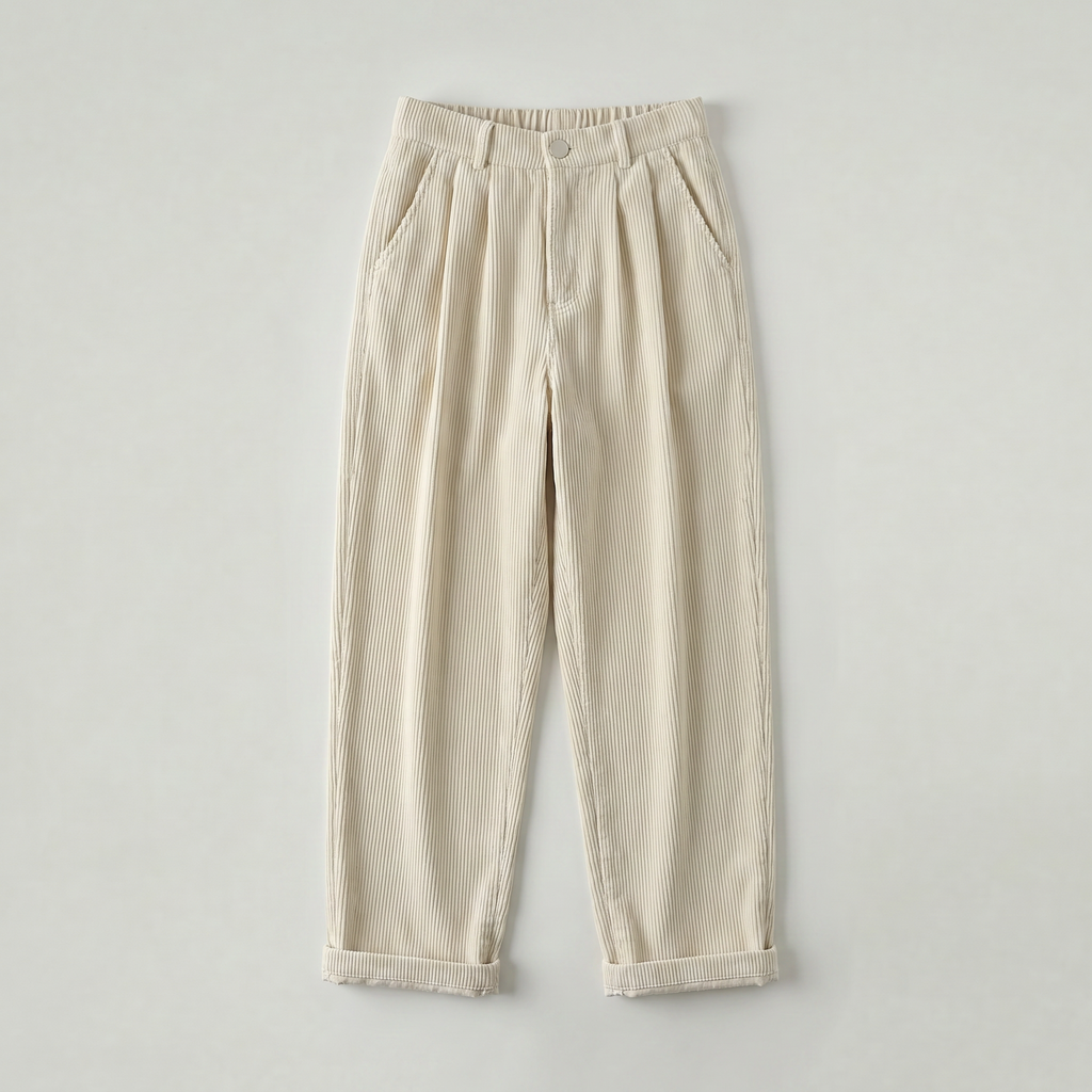 Women’s High-Waisted Corduroy Pants - Wide Leg Loose Fit