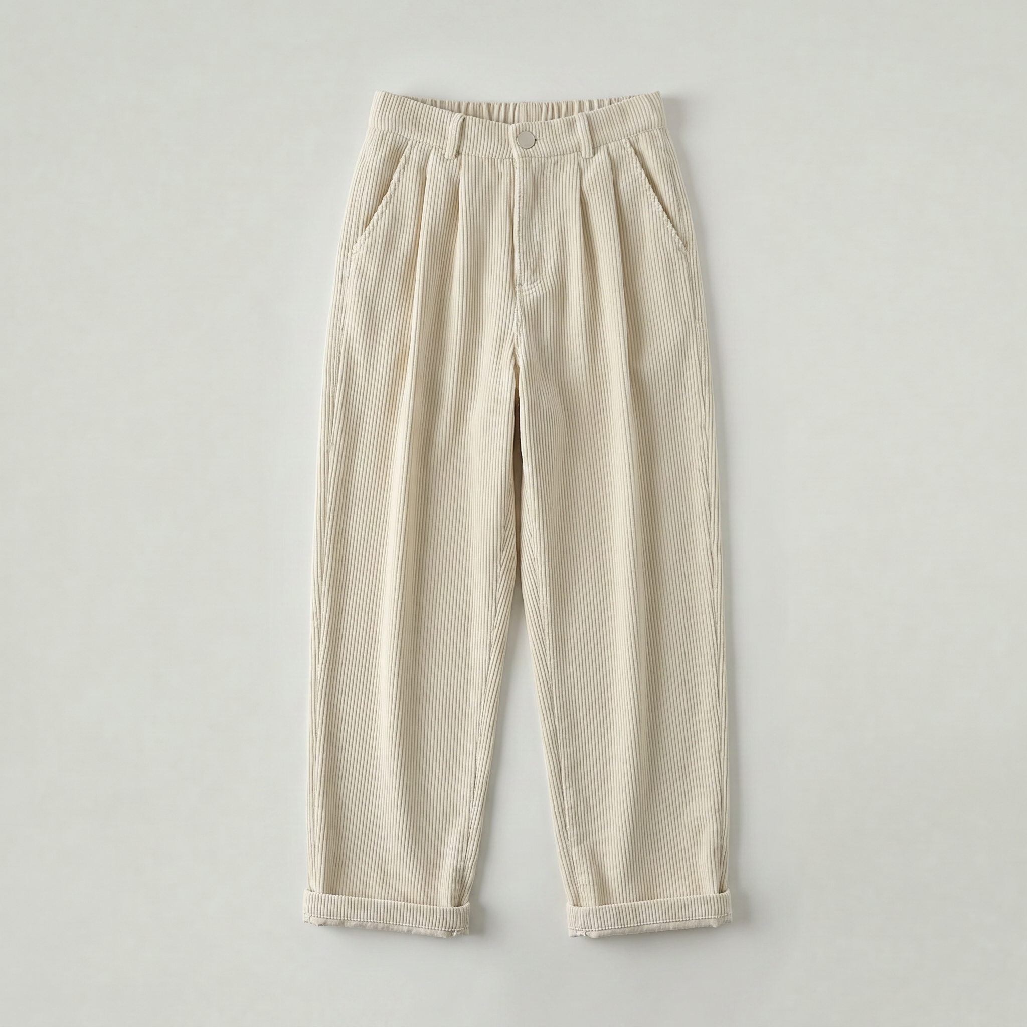 Women’s High-Waisted Corduroy Pants - Wide Leg Loose Fit