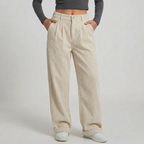 Women’s High-Waisted Corduroy Pants - Wide Leg Loose Fit