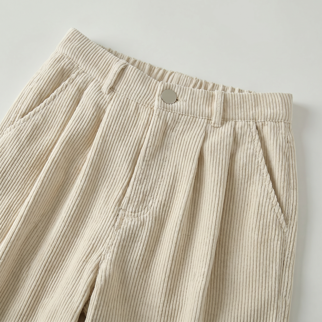 Women’s High-Waisted Corduroy Pants - Wide Leg Loose Fit