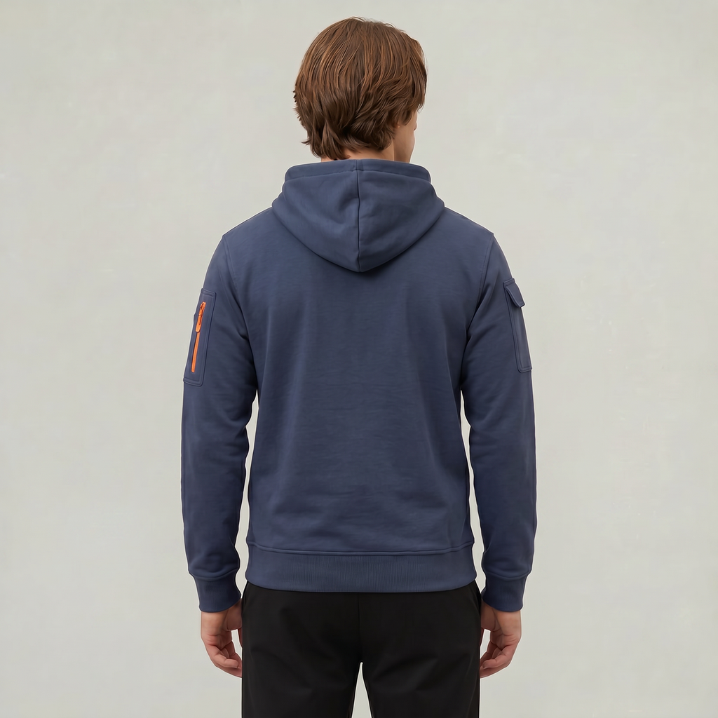 Men's Quarter Zip Tactical Hoodie - Multi-Pocket Fleece Pullover Sweatshirt