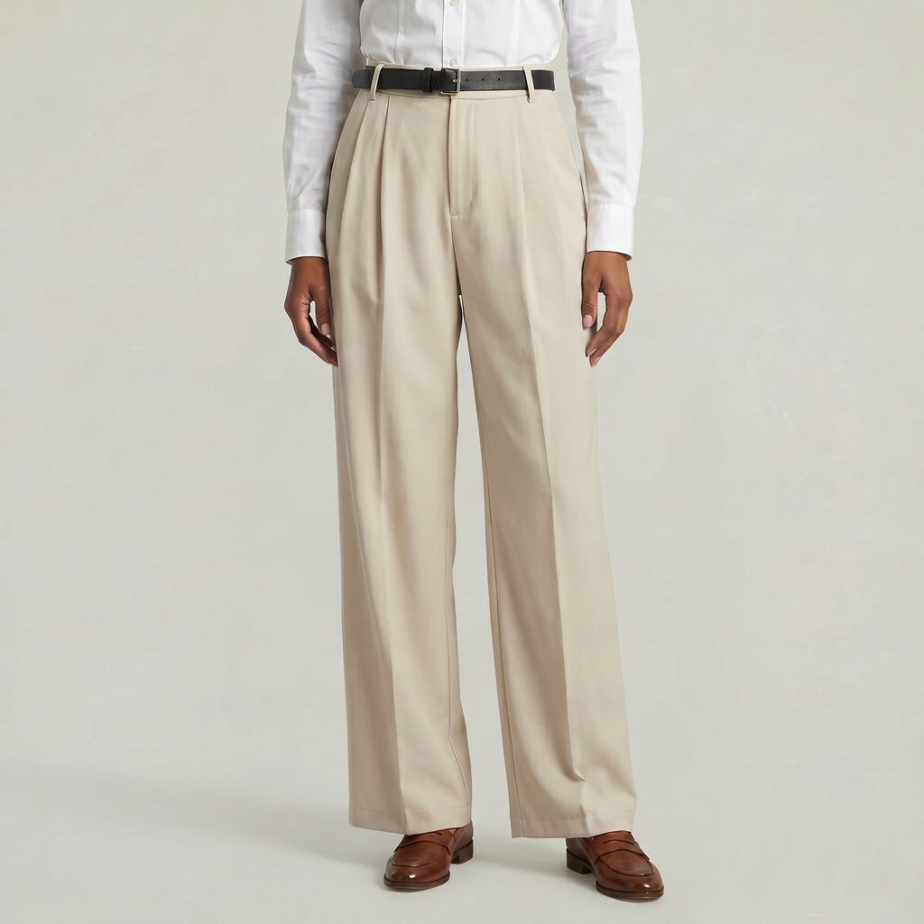 Women’s High Waist Wide Leg Trousers - Smart Casual Tailored Office Pants