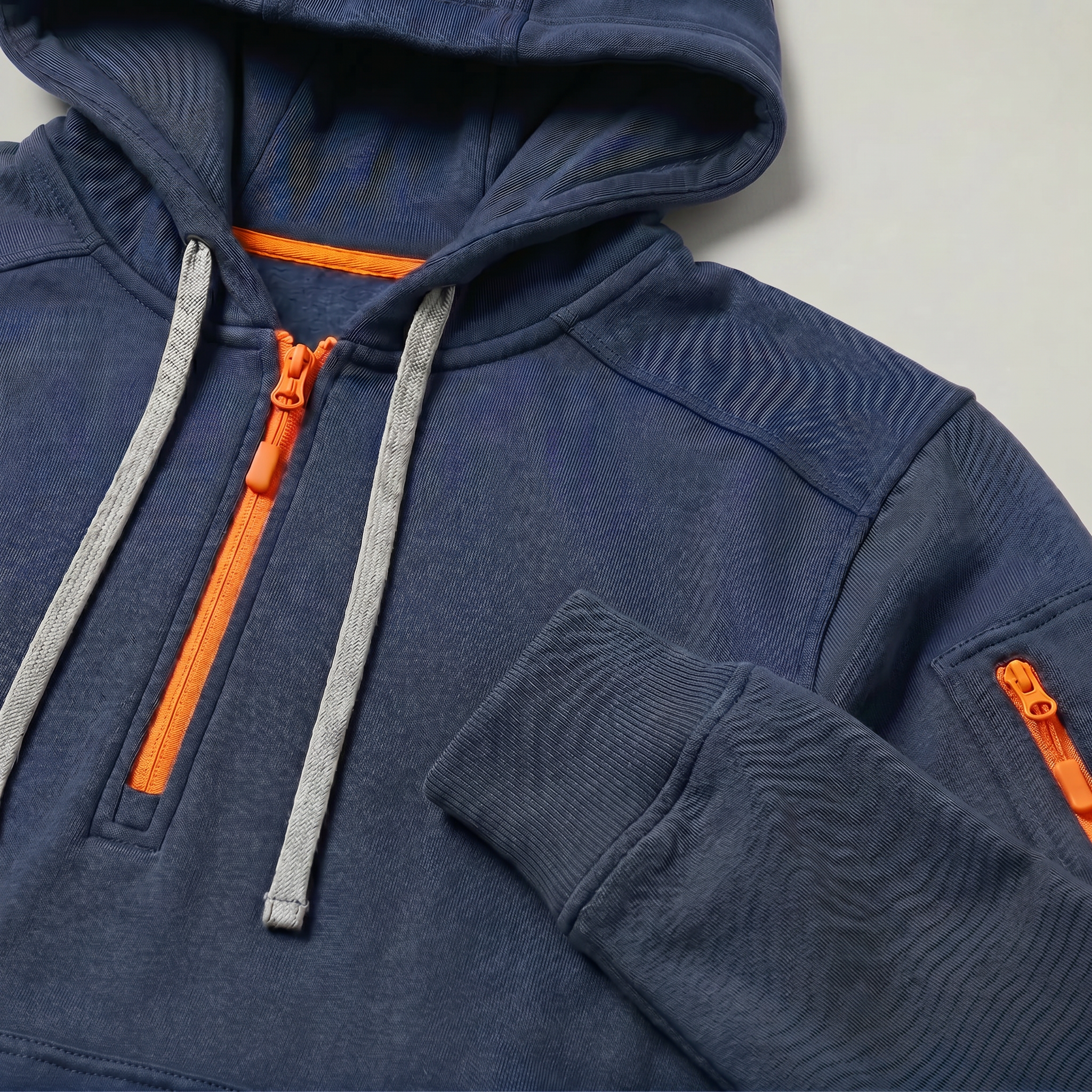 Men's Quarter Zip Tactical Hoodie - Multi-Pocket Fleece Pullover Sweatshirt