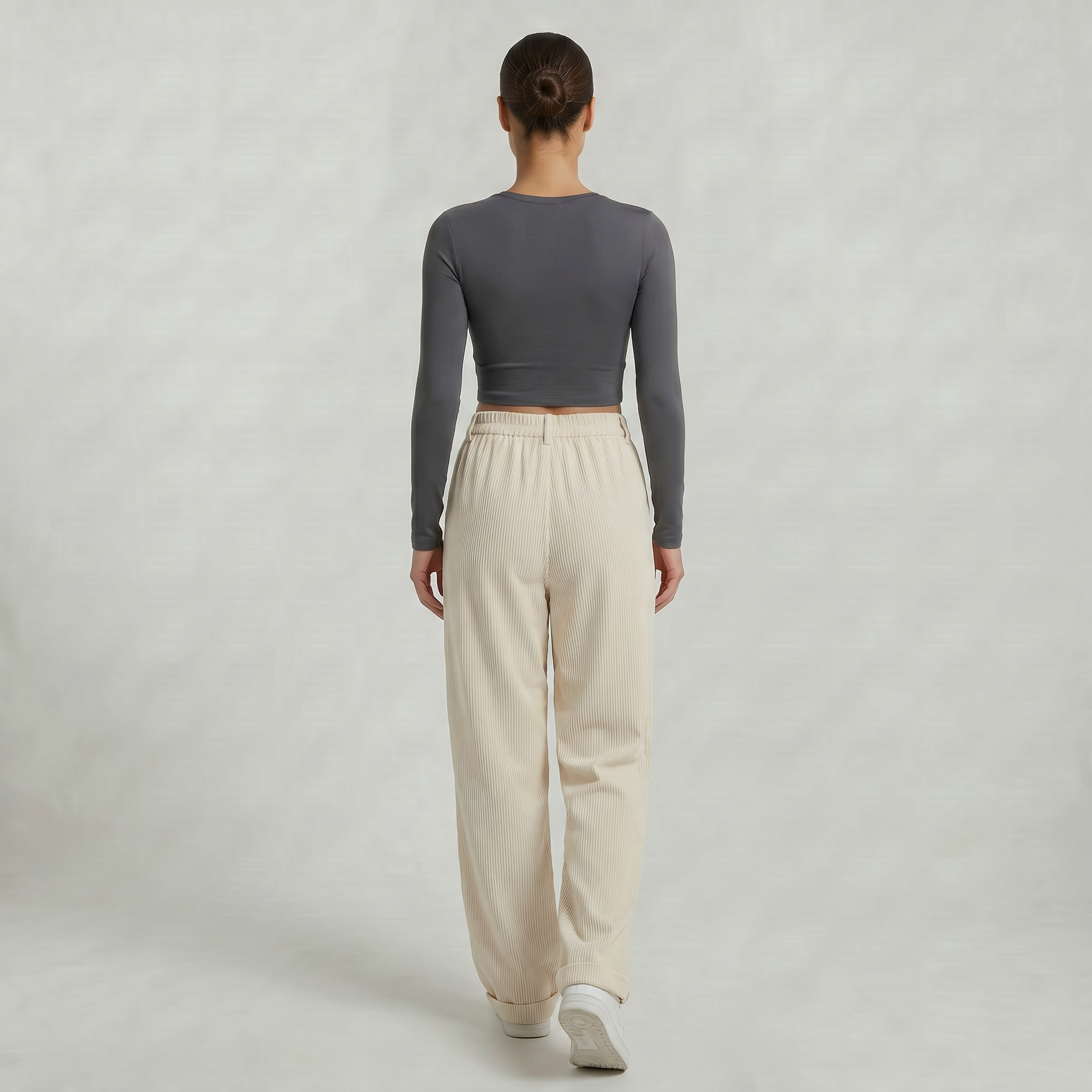 Women’s High-Waisted Corduroy Pants - Wide Leg Loose Fit