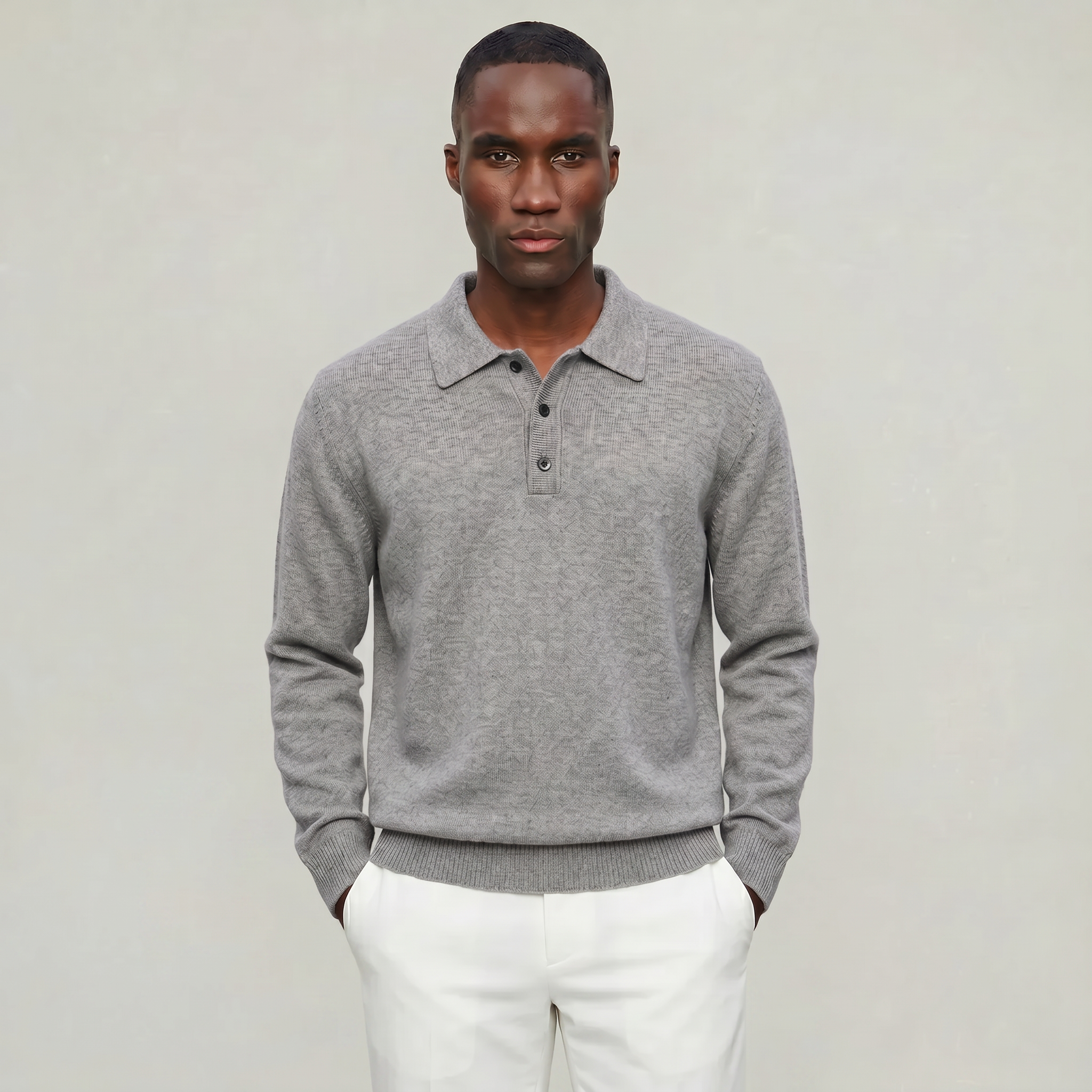Men’s Polo Sweater - Long Sleeve Regular Fit