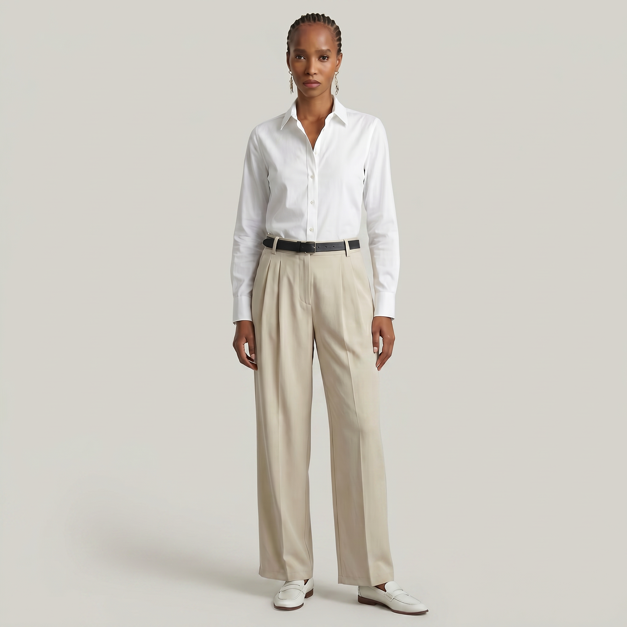 Women’s High Waist Wide Leg Trousers - Smart Casual Tailored Office Pants