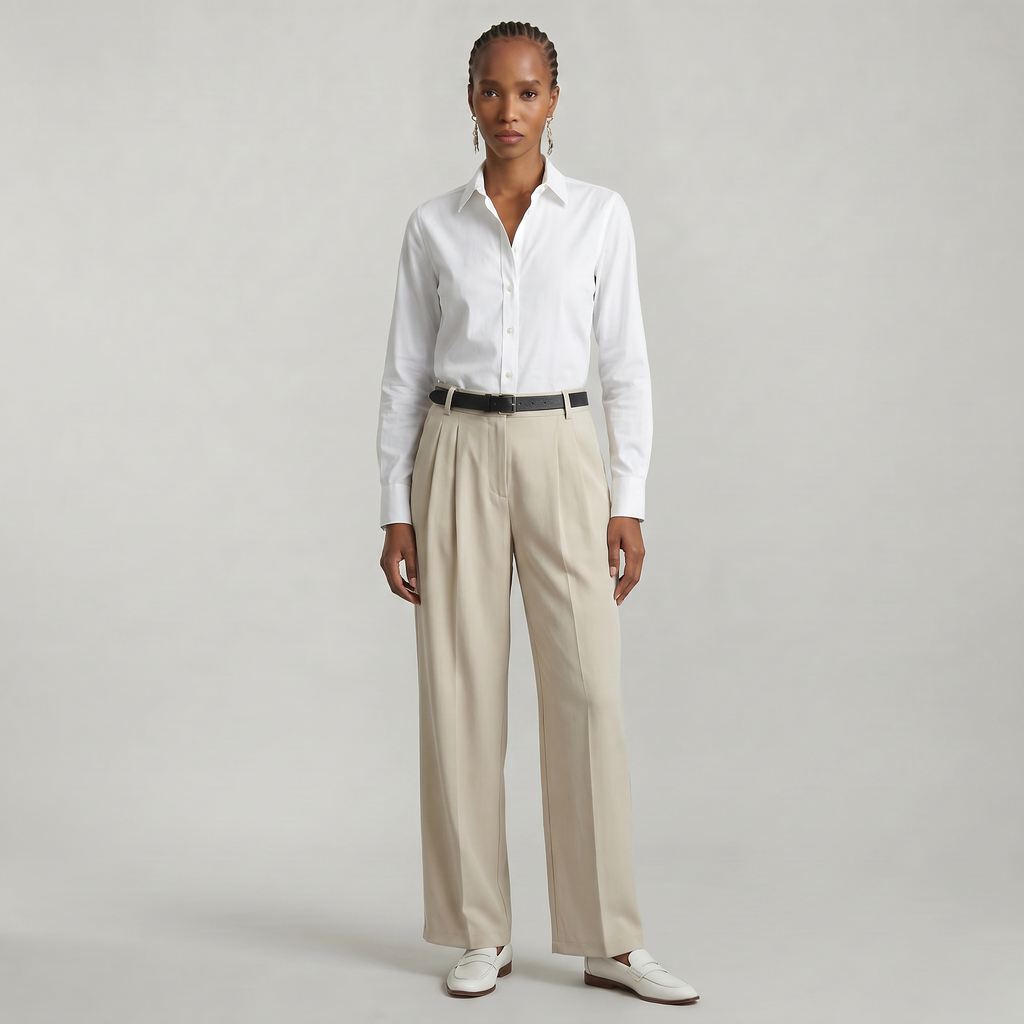 Women’s High Waist Wide Leg Trousers - Smart Casual Tailored Office Pants