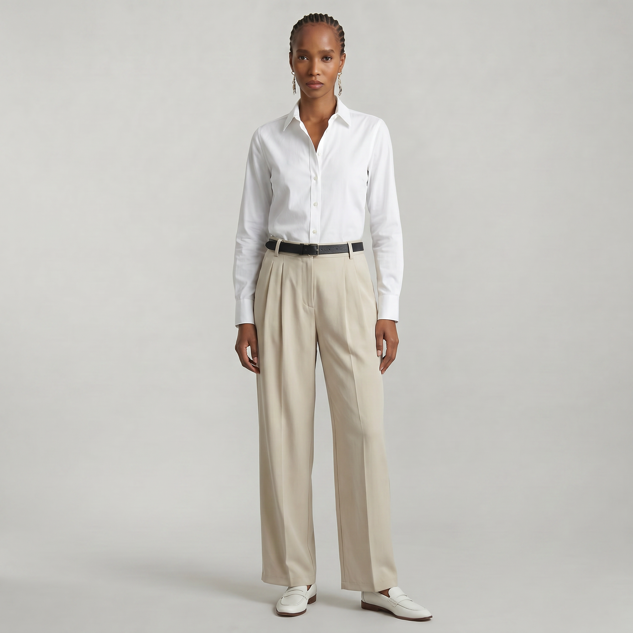 Women’s High Waist Wide Leg Trousers - Smart Casual Tailored Office Pants