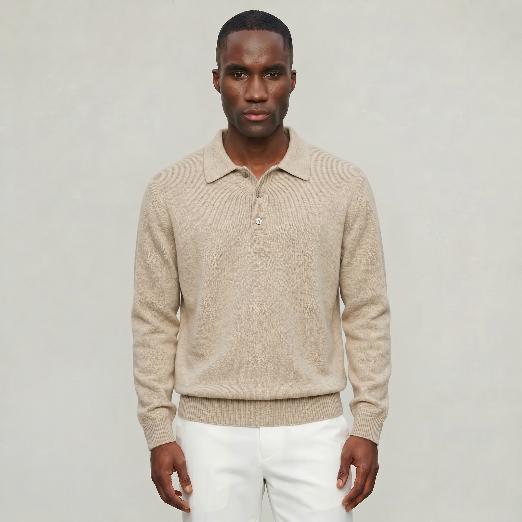 Men’s Polo Sweater - Long Sleeve Regular Fit