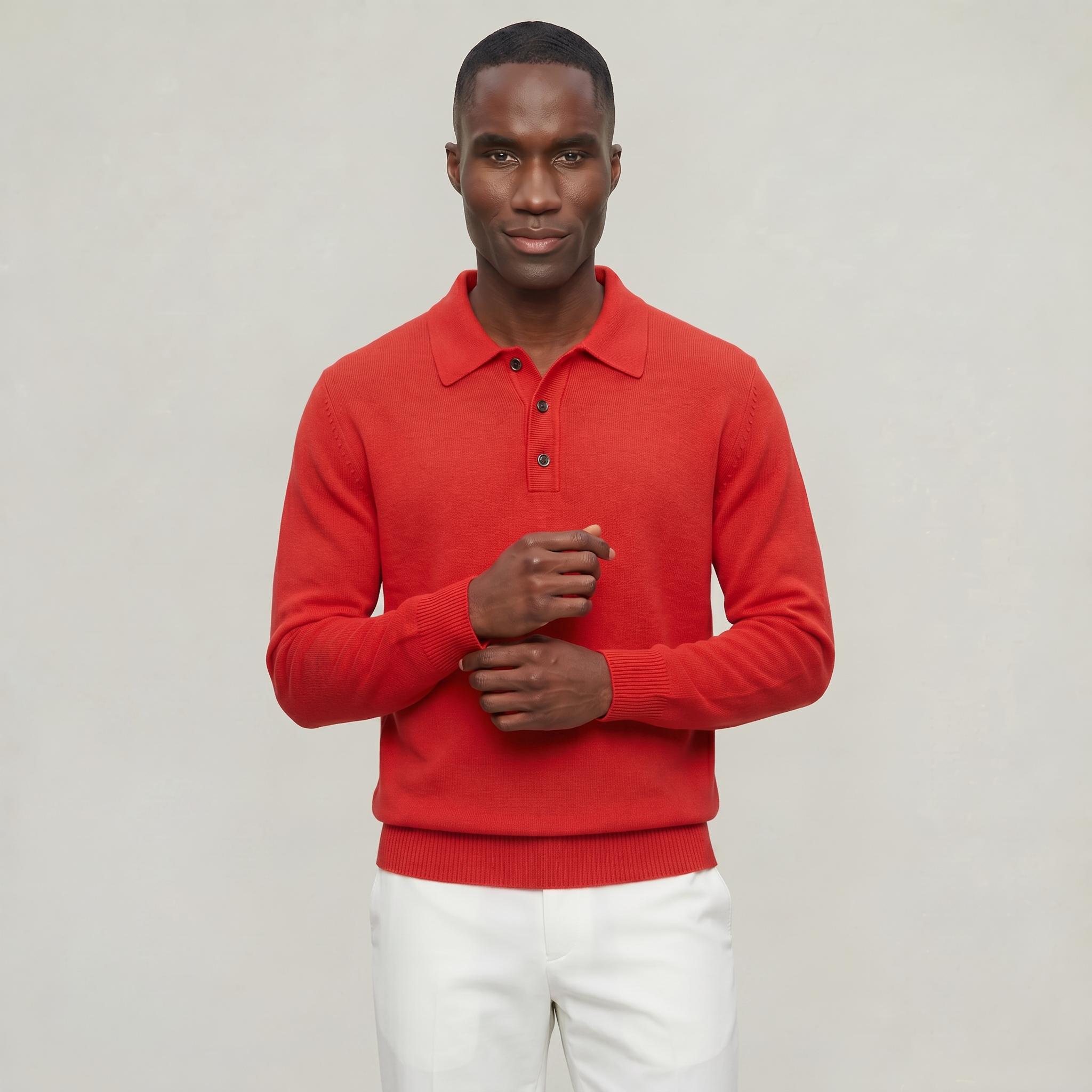 Men’s Polo Sweater - Long Sleeve Regular Fit