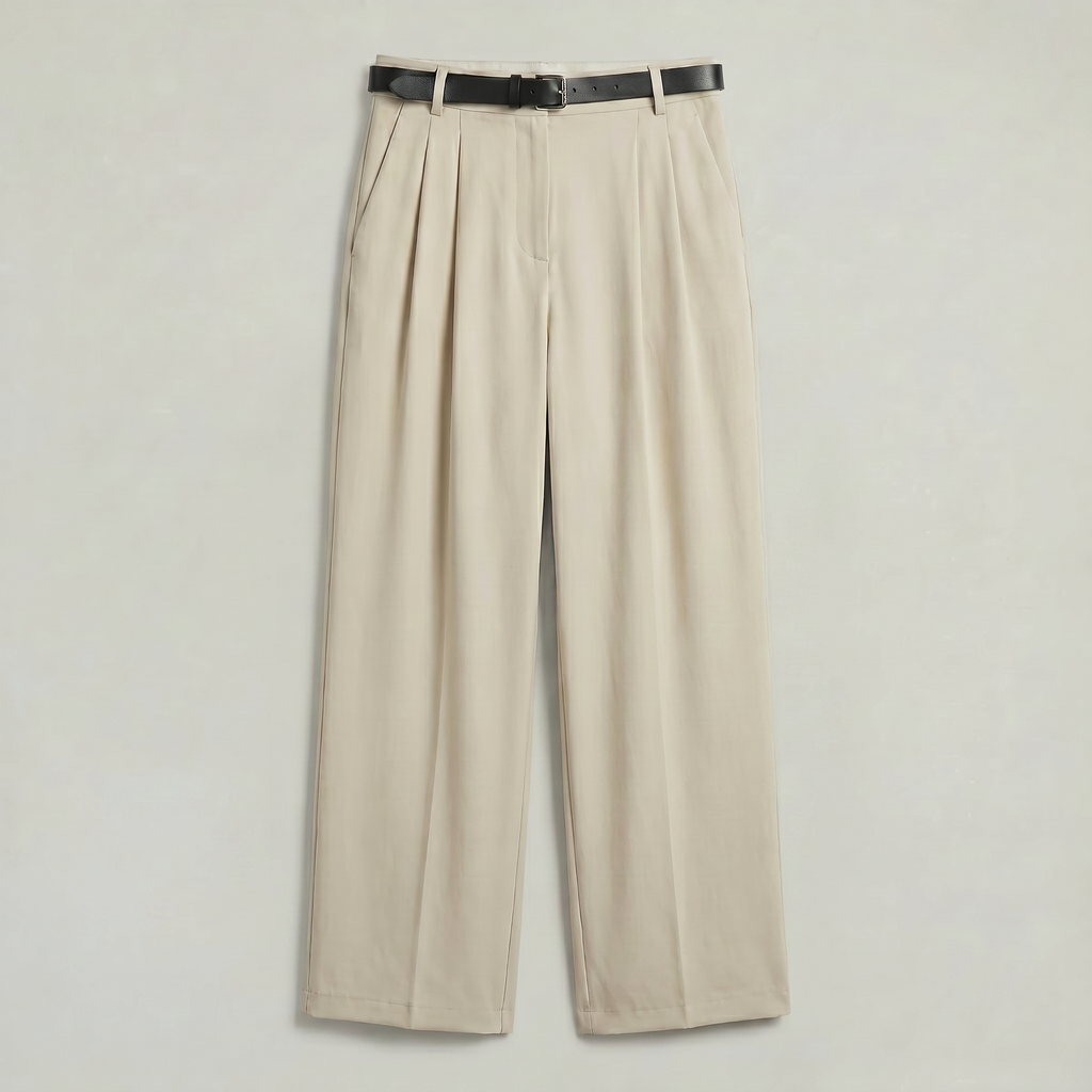 Women’s High Waist Wide Leg Trousers - Smart Casual Tailored Office Pants