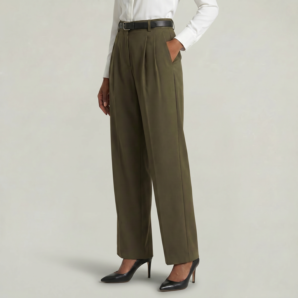 Women’s High Waist Wide Leg Trousers - Smart Casual Tailored Office Pants