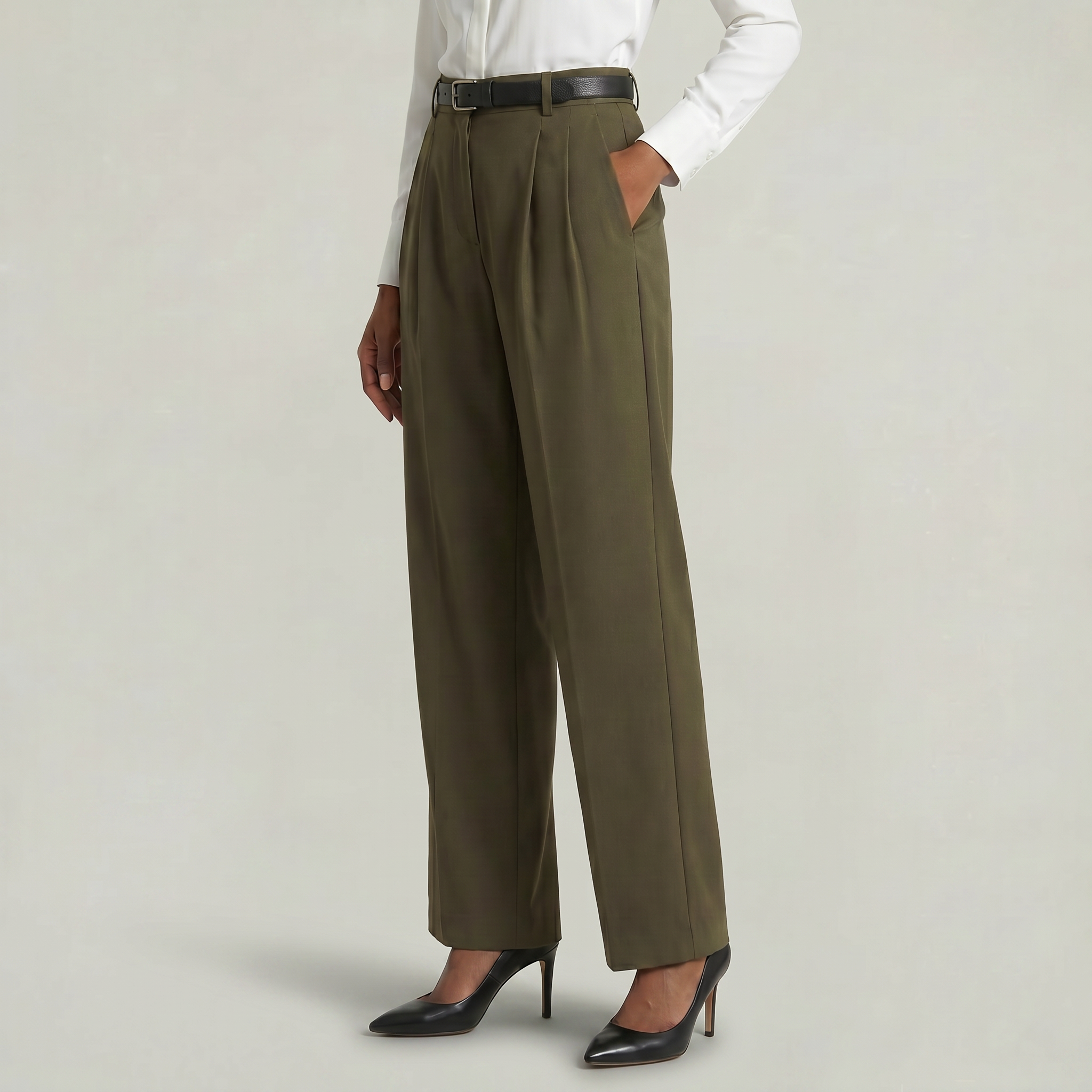 Women’s High Waist Wide Leg Trousers - Smart Casual Tailored Office Pants