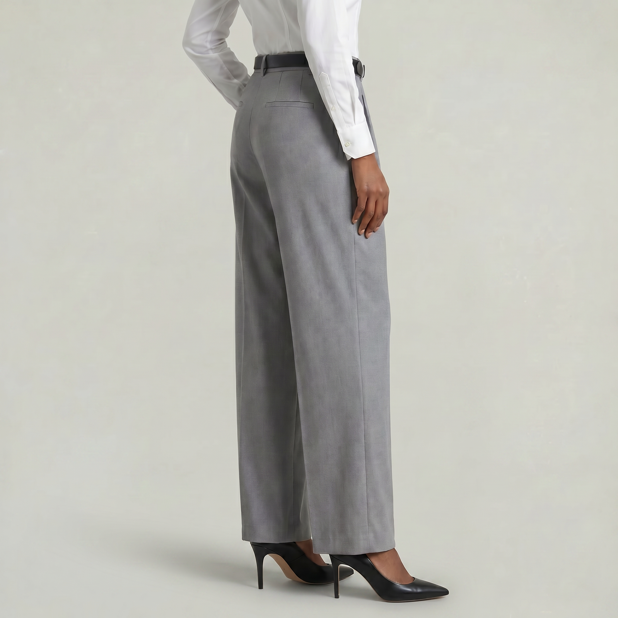 Women’s High Waist Wide Leg Trousers - Smart Casual Tailored Office Pants