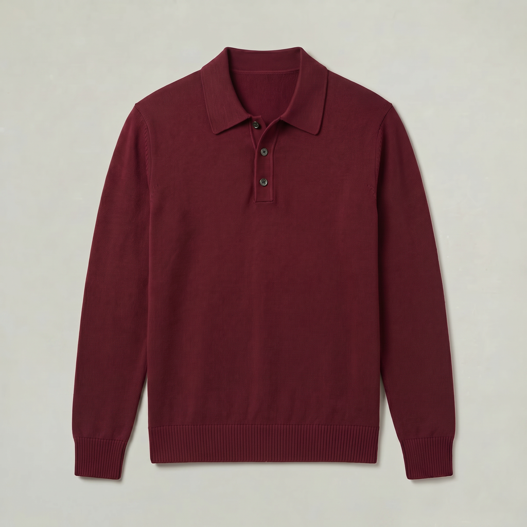 Men’s Polo Sweater - Long Sleeve Regular Fit