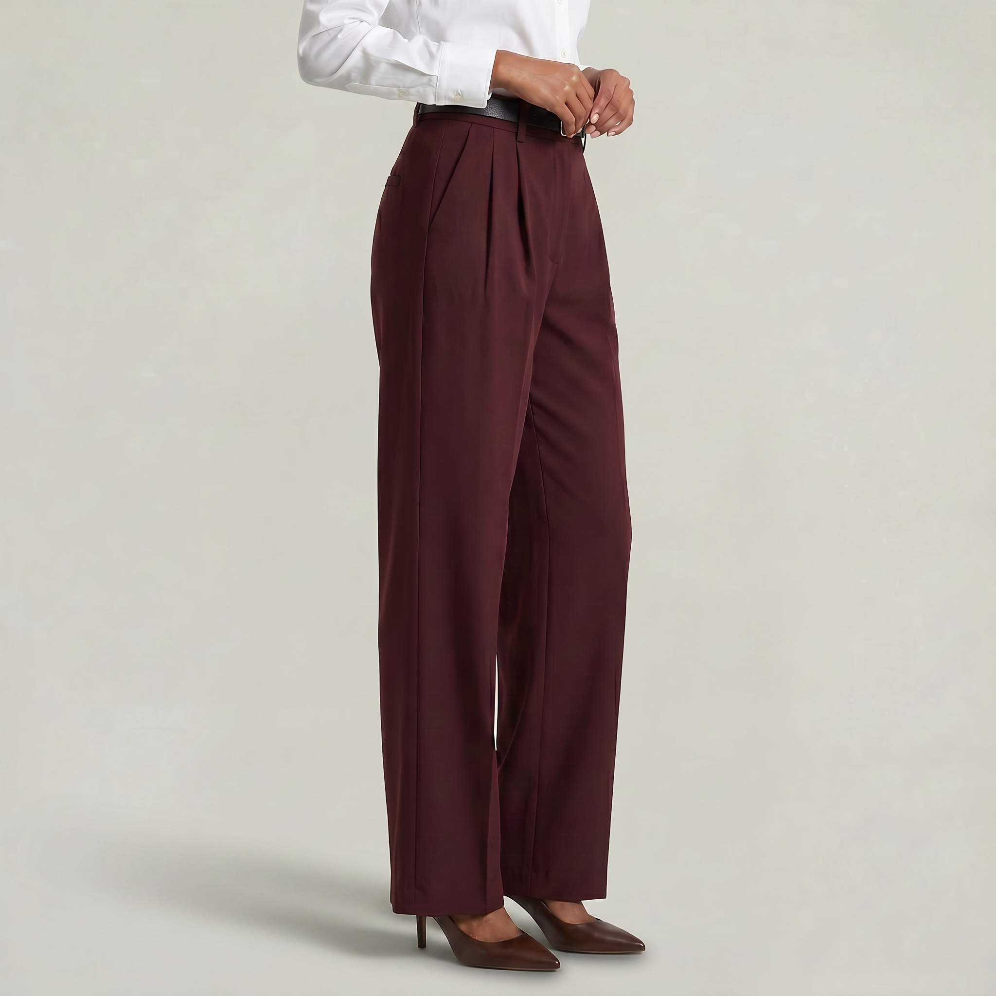 Women’s High Waist Wide Leg Trousers - Smart Casual Tailored Office Pants