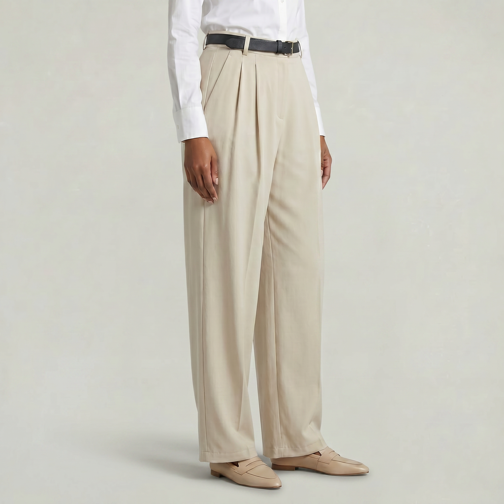Women’s High Waist Wide Leg Trousers - Smart Casual Tailored Office Pants